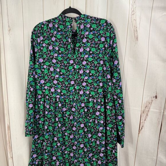 ASOS Design Women’s 8 Black Purple Floral Ruffle Tiered Dress New - Picture 5 of 7